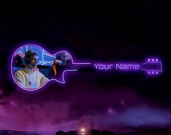 Twitch Animated Personalized Electric Guitar Webcam Overlay  with your Name