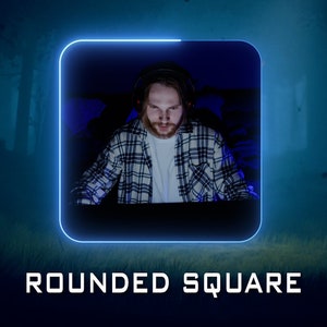 Webbkameraöverlägg Twitch | obs | streamlabs | Animerad facecam-ram | Kvadrat | Blå neonrundade hörn