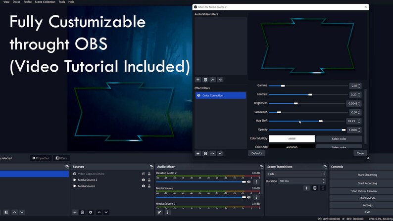 Rectangular Mask Obs Webcam Overlay Twitch | Obs | Streamlabs | Animated Facecam Frame ...