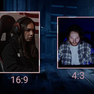 Könnte beinhalten: Zwei Personen mit Kopfhörern schauen auf einen Computerbildschirm. Die Person links ist im 16:9-Format, während die Person rechts im 4:3-Format ist.
