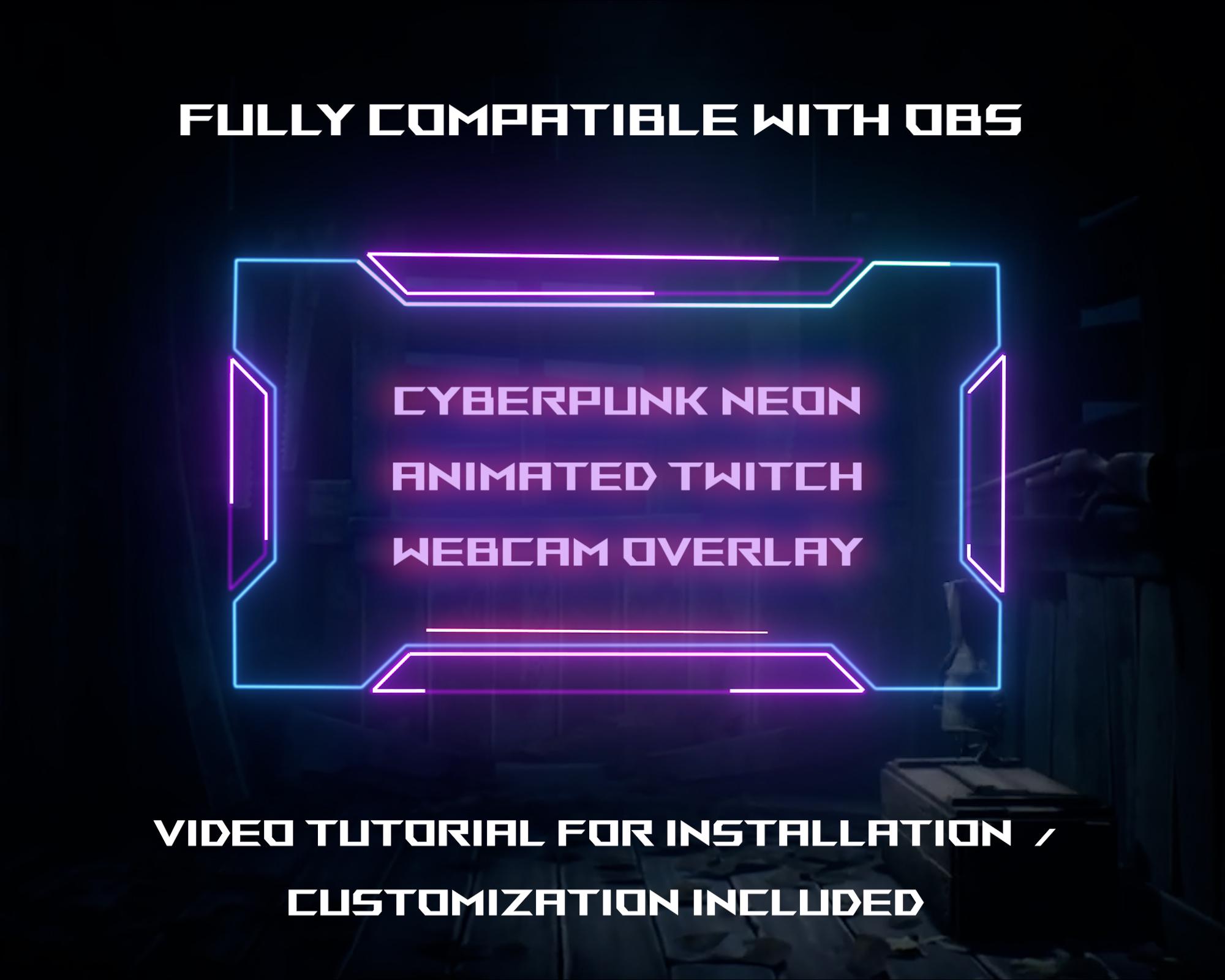 Sovrapposizione webcam Twitch / obs / streamlabs / Cornice animata per facecam / Forma personalizzata / Cyberpunk 1