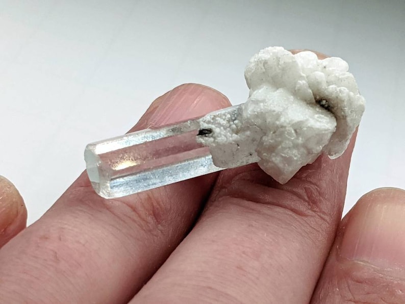 Natural Beryl var Pakistan Shigar 26.60 Ct DT Aquamarine Crystal w Quartz