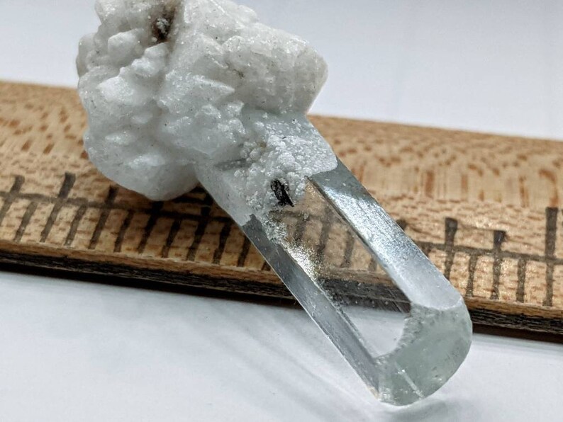 Natural Beryl var Pakistan Shigar 26.60 Ct DT Aquamarine Crystal w Quartz