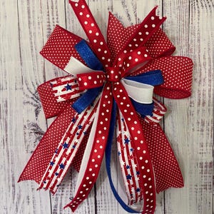 Patriotic Bow, Lantern Bow, 4th of July Bow, Bow for Wreath, Independence Day Decor, 4th of July Decor, Bow for Lantern