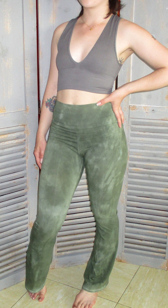 Yoga Pants Distressed Sage Flare Bottom 