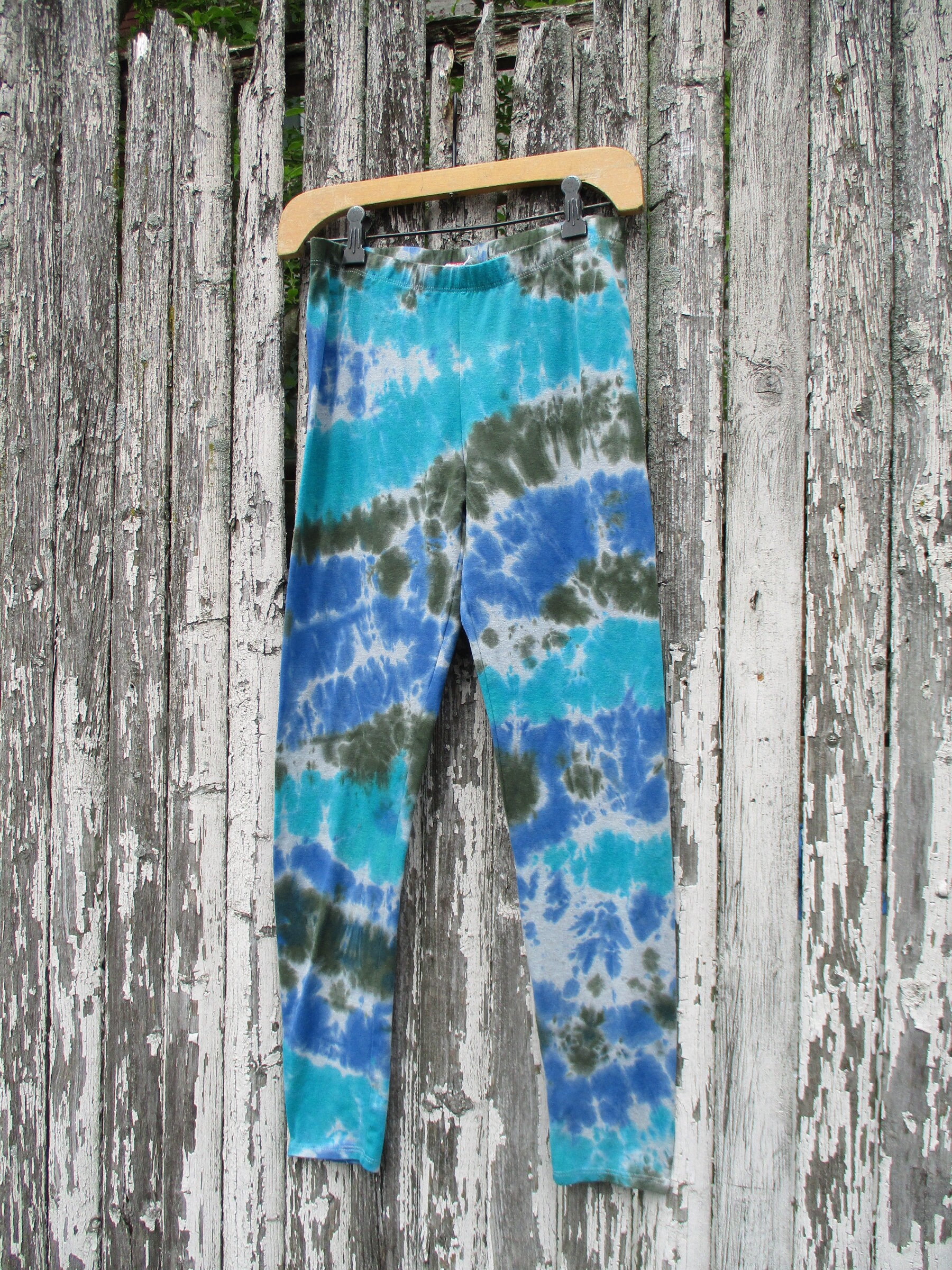 Tie Dye Blue Green Yoga Leggings XS-3XL | Etsy