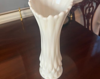 Fostoria Frisco White Milk Glass Swung Vase MCM Mid Century Modern 1957