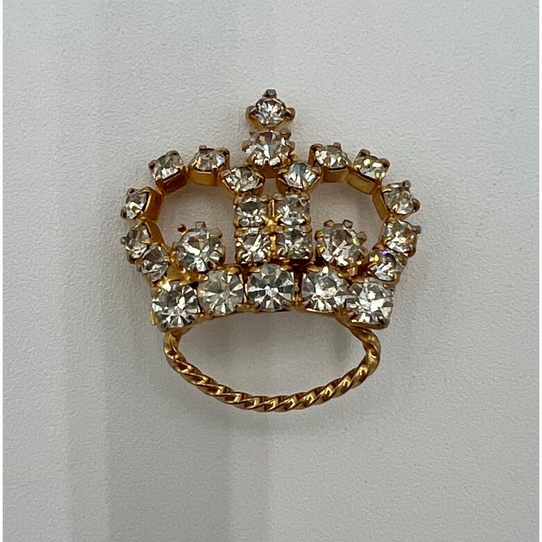 Vintage Crown Brooch Gold Tone Rhinestones Tiara Sparkly Etsy