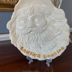 Vintage Lefton Santa's Cookies Gold Decorated Plate for Christmas Cookies and Decor