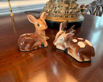 Vintage apan Deer Salt And Pepper Shakers - Norcrest - Japan - Original Sticker