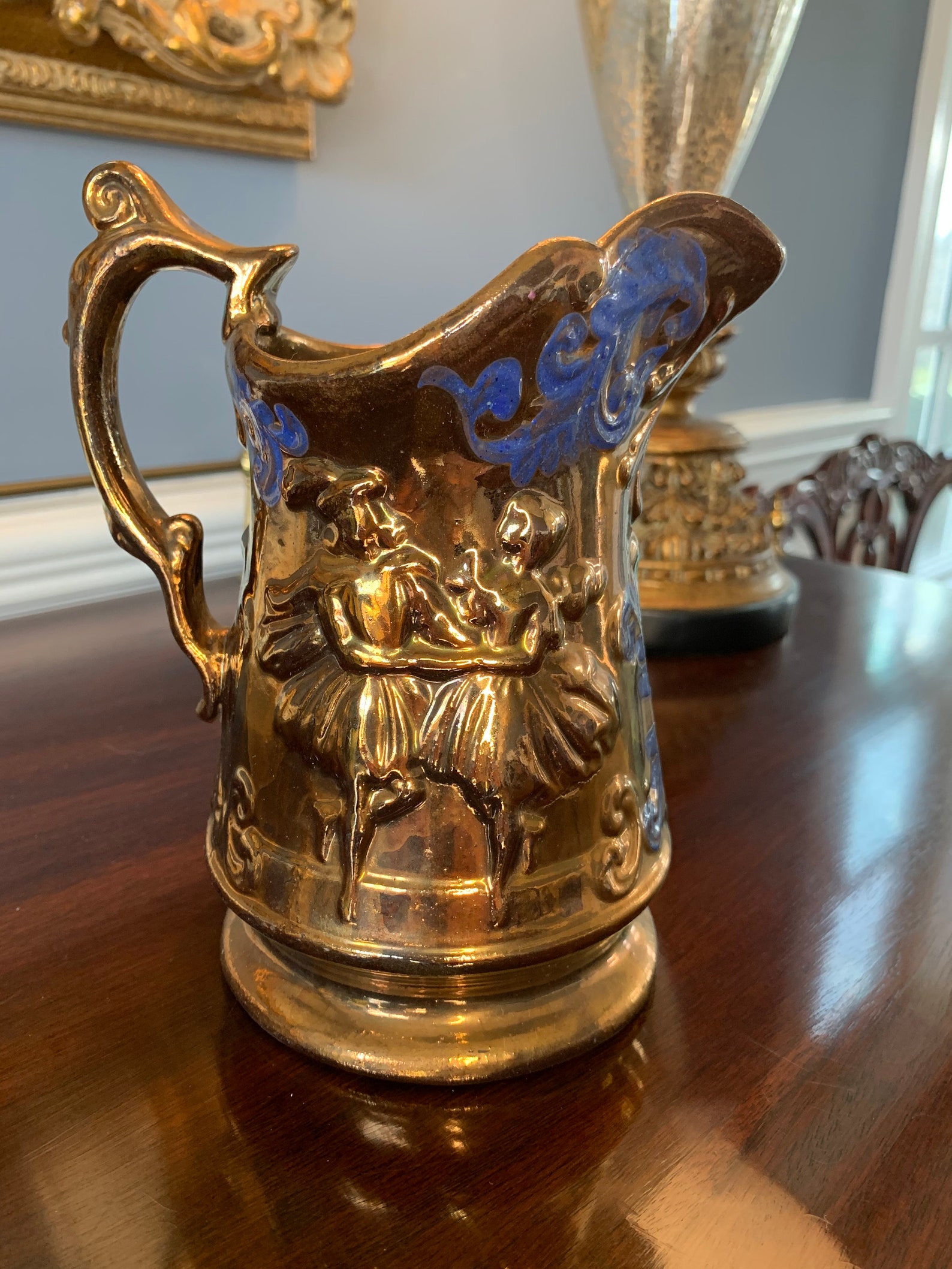 Antique Victorian Copper Luster Pitcher Circa 1850 Lusterware Etsy