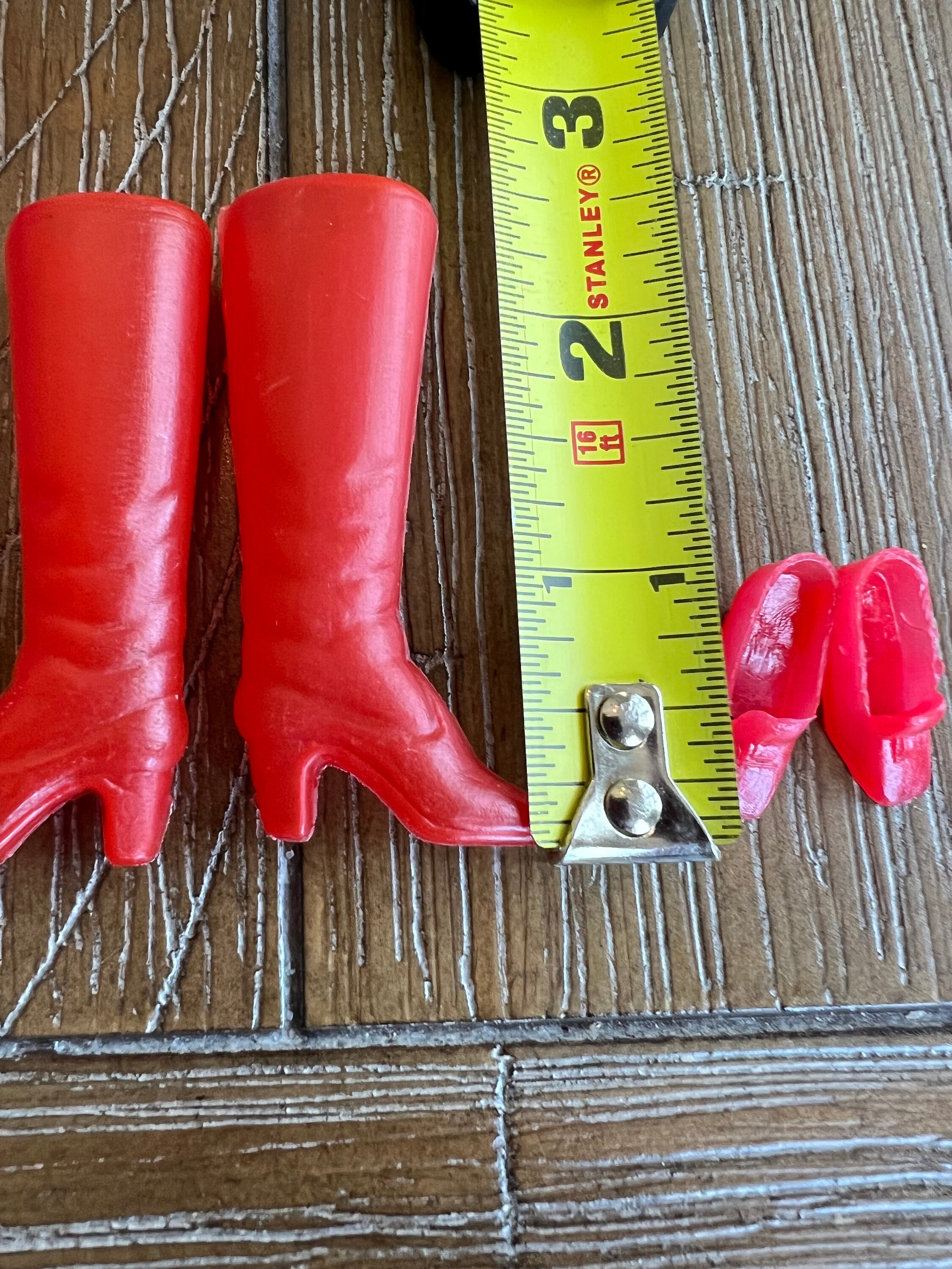 Vintage Mod Barbie Boot and Shoe Lot Red High Boots Red