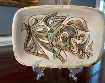 Vintage Avraham Gofer Israel Signed MCM Dish Formerly Owned by Ambassador S.W.