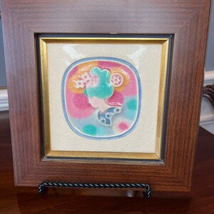 Vintage Chinese Qibao Glazed Pottery Tadashi Sagano Painted Tile Framed