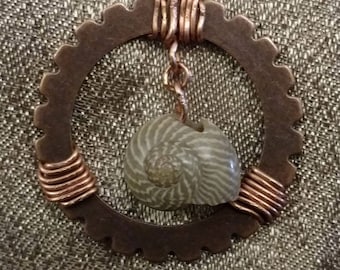 Wrapped Gear Shell Earrings
