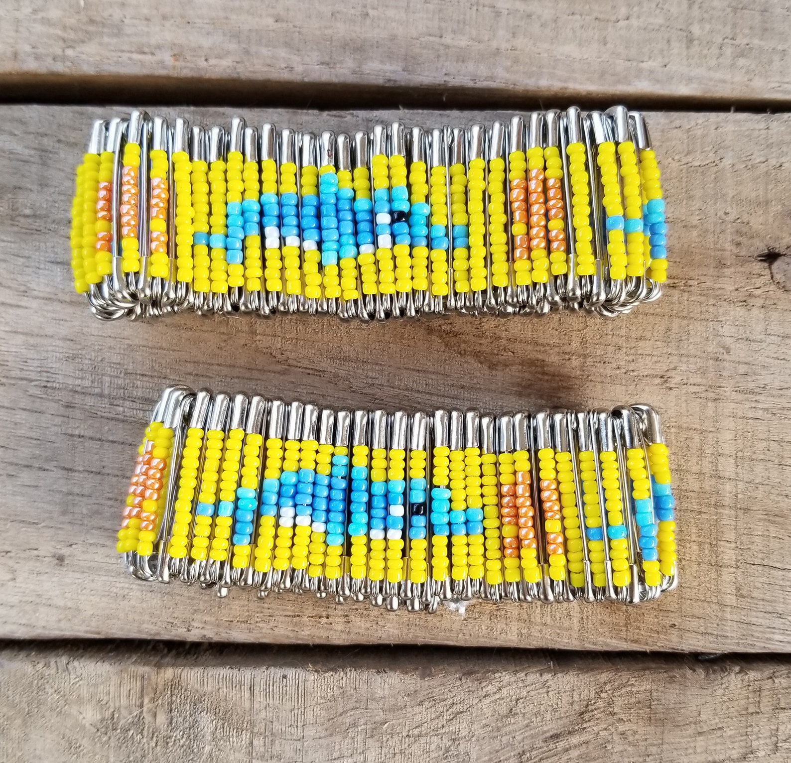 Beaded Safety Pin Bracelets Etsy