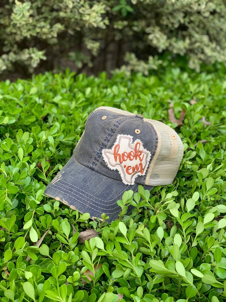 Hook Em Patch Hat Etsy