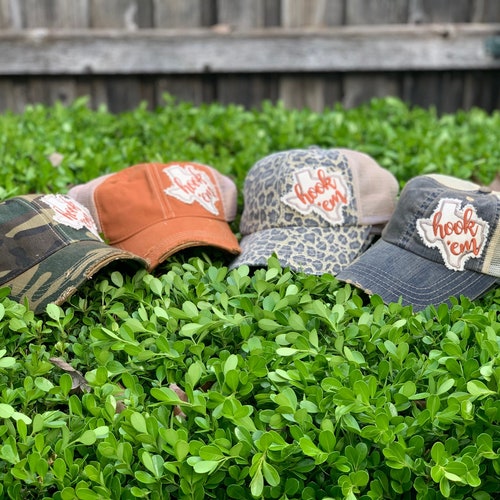 Hook Em Patch Hat Etsy