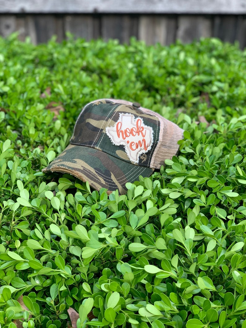 Hook Em Patch Hat Etsy