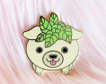 Dog planter hard enamel pin - Cute puppy planter - planter trading pin | Gift for plant moms and gardening lovers