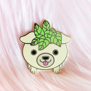 Dog planter hard enamel pin - Cute puppy planter - planter trading pin | Gift for plant moms and gardening lovers