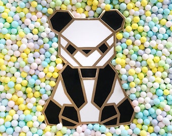 Origami Panda Paper Enamel Trading Pin | Kawaii Animal Lapel Pin, Cute White and Black Panda Hard Enamel Pin | Gift For Panda Lovers