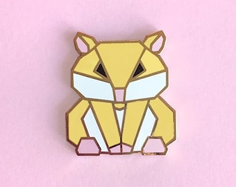 Origami Hamster Hard Enamel Trading Pin | Cute Pet Hamster Animal Lapel Pin, Kawaii Hamster Pin trading gift for Animal Lovers