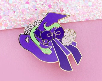 Witch Hat Enamel Pin | Cute Snake and Witch Hat hard enamel pin | Green Snake pin | Kawaii witch pin | Cute Witch Gift