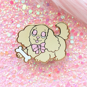 Fluffy Puppy Enamel Pin | Cute Cocker Spaniel Puppy Pin | Kawaii puppy enamel pin | Dog enamel pin | Dog lover gift | Dog mom gift