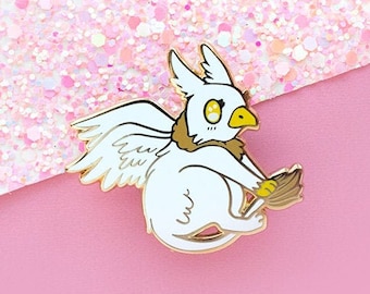 Baby Griffin Enamel Pin | Magical Creature | White Griffon | Mythological Animal Pin | Gryphon pin | Care of Magical Creatures Enamel Pin