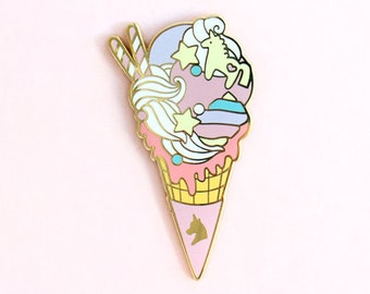 Unicorn Ice cream JUMBO size hard enamel pin | Gift for Unicorn Lovers, Unicorn Bakery, Magical girl Icecream, Kawaii Bakery trading pin