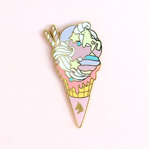 Unicorn Ice cream JUMBO size hard enamel pin | Gift for Unicorn Lovers, Unicorn Bakery, Magical girl Icecream, Kawaii Bakery trading pin