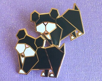 Origami Dog Hard Enamel Trading Pin | Black Puppy Animal Lapel Pin, Tiny Pupper Pin trading gift for Dog Moms and Animal Lovers