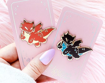 Fire and Plasma Baby Dragon Witch Familiar Hard Enamel Pin | D&D cute kawaii monster enamel pin | DnD, Dungeons and Dragons, RPG |