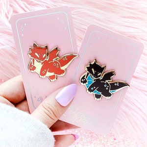 Fire and Plasma Baby Dragon Witch Familiar Hard Enamel Pin | D&D cute kawaii monster enamel pin | DnD, Dungeons and Dragons, RPG |