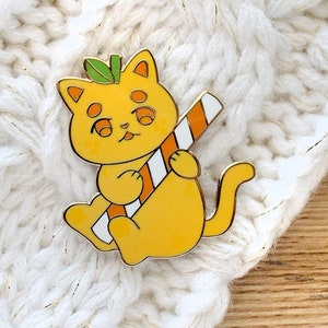Orange Kitty Enamel Pin | Citrus Fruits themed cat enamel pins