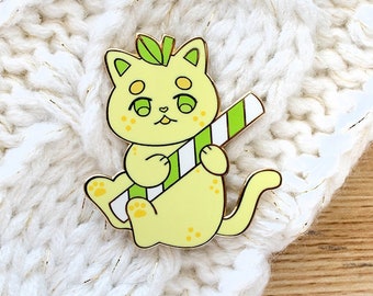 Lemon Kitty Enamel Pin | Citrus Fruits themed cat enamel pins