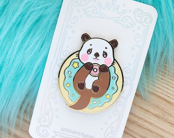 Seat Otter and Doughnuts Enamel Pin