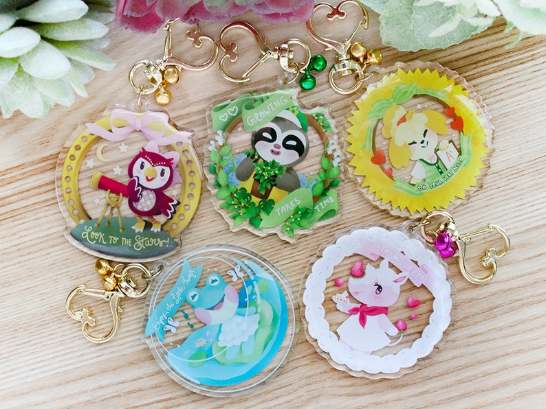 Animal Villager Keychain, Video game Kawaii Acrylic Artwork Keychain, Cute Charm for bags, keys ita bag | Isabelle, Leif, Merengue & more 