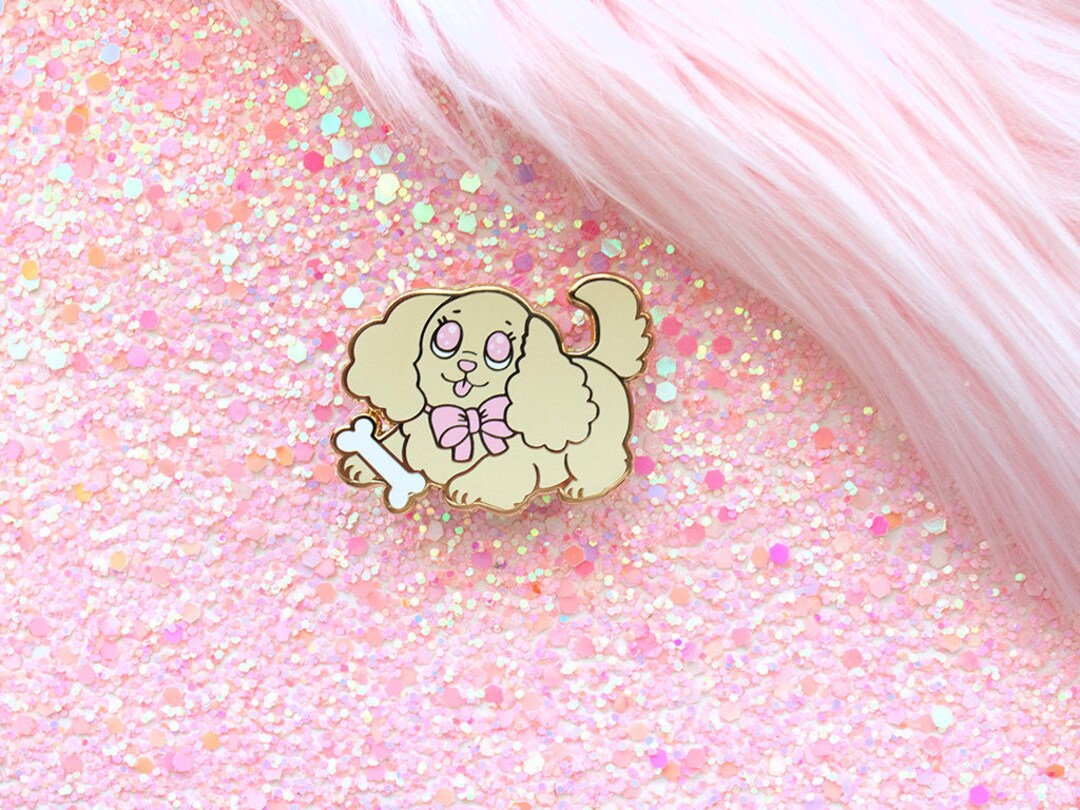Fluffy Puppy Enamel Pin | Cute Cocker Spaniel Puppy Pin | Kawaii Puppy ...