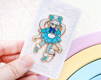 Winter Wishes Polar Bear Girl Jumbo Enamel Pin