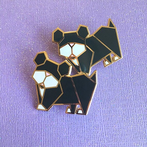 Origami Dog Hard Enamel Trading Pin Black Puppy Animal Lapel Pin Tiny Pupper Pin Trading Gift For Dog Moms And Animal Lovers