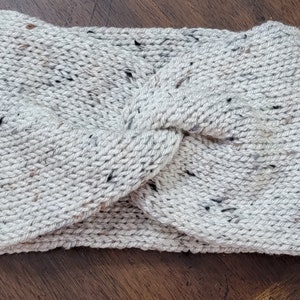 New Handmade Ivory Tweed Knit Ear Warmer Headband - Child & Adult Sizes - Free Shipping