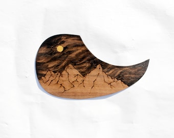 guitar pickguard, pickguard acoustic, guitar custom, wood pickguard - mountain 2