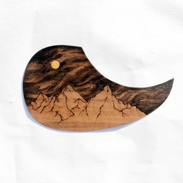 guitar pickguard, pickguard acoustic, guitar custom, wood pickguard - mountain 2