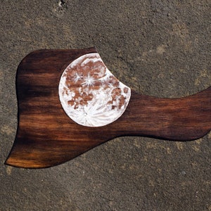 pickguard, pickguard acoustic, guitar custom, wood pickguard - moon