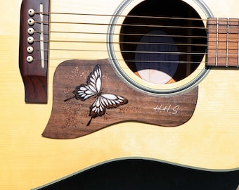 custom made pickguard, pickguard acoustic, guitar custom, wood pickguard - butterfly white