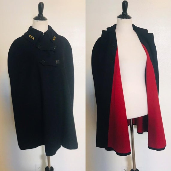Vintage Cape, 1950s Nurse Cape, Wool Cape, WWII Nu