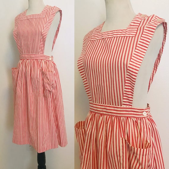 Vintage Pinafore Dress, Candy Striper Dress, Vinta