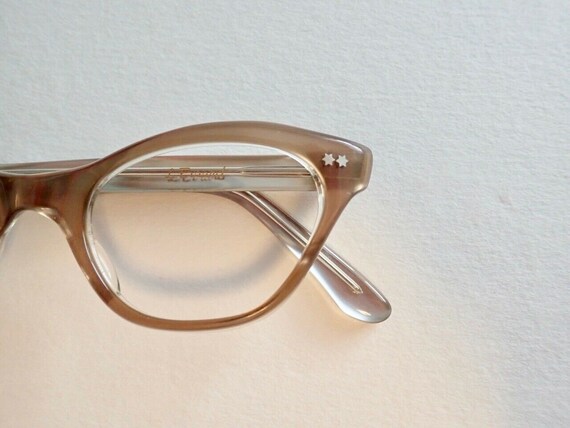 Clear Tan Brown Eyeglasses New Old Stock Translucent Tan Cateye Glasses Vintage 1950s 1960s Glasses Womens Glasses Eyeglasses